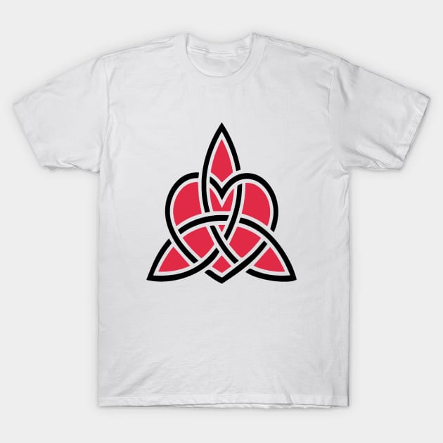 Triquetra Celtic Knot With Heart Symbol T-Shirt by taiche